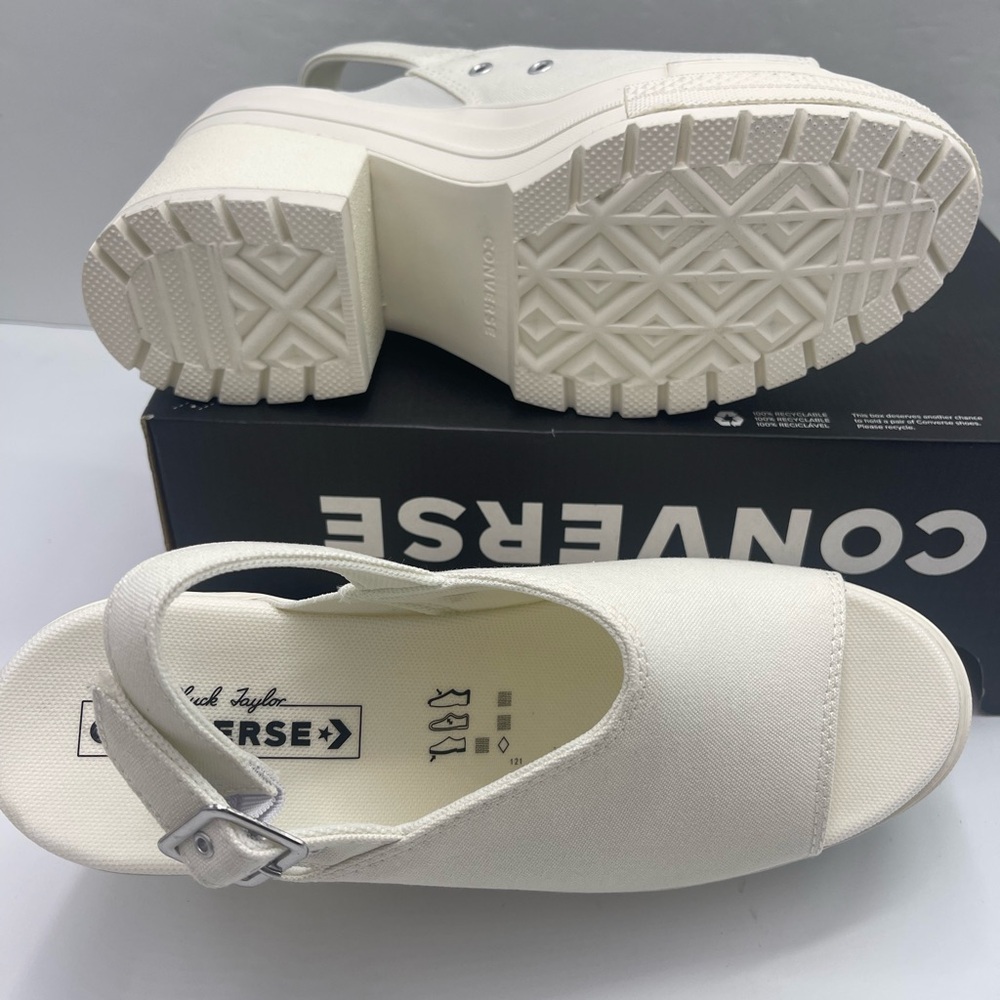 Converse CHUCK 70 DE LUXE HEEL MULE SLI EGRET/EGRET/EGRET Platform Heels A13796F - Picture 3 of 16